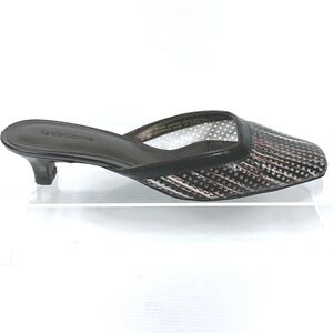 Liz Claiborne Size 9 Bessie Leather Mules Heels Square Toe Black Womens